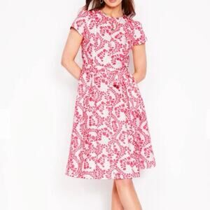 Womens Boden Imo Cotton Godet Short Dress Pink Floral Size 10R EUC!